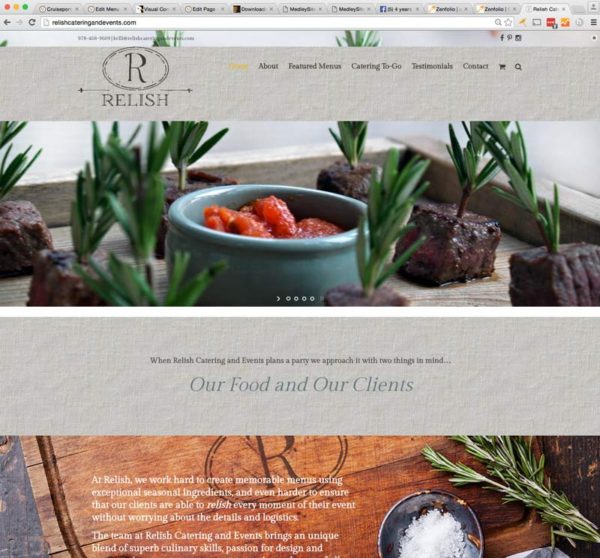 website danvers, catering website, relish catering