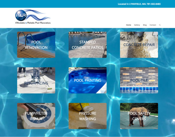 Website for pool renovation company in lynnfield ma - websites danvers - web developer