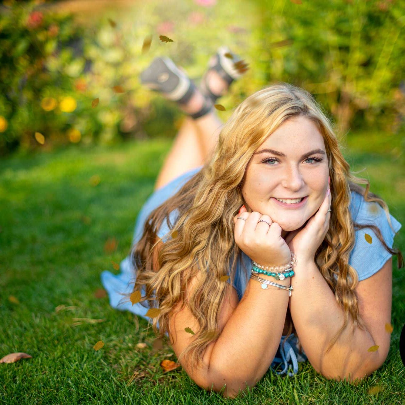Senior portraits in the rose garden at Lynch Park in Beverly Ma Lauren Poussard Studio